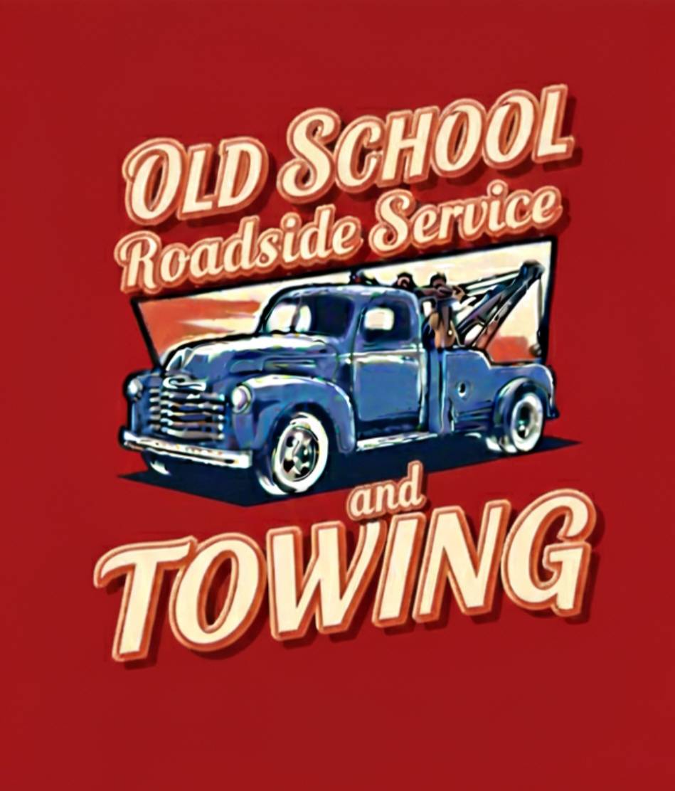 Old School Roadside Service And Towing Logo